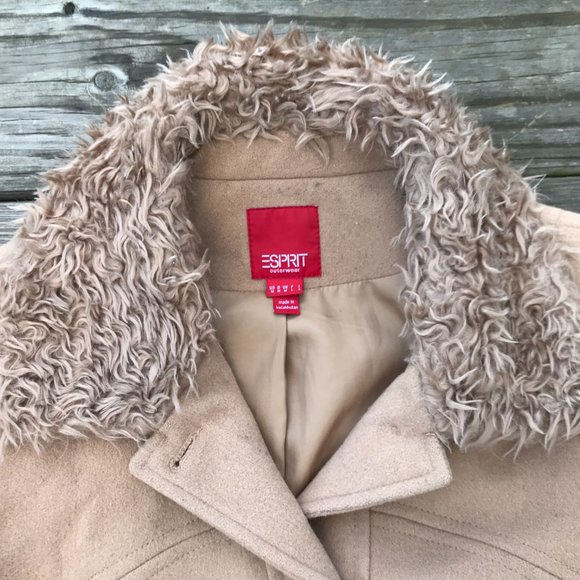 Esprit Outer Wear Women Jacket Fur Coat 100% Wool - Picture 3 of 8